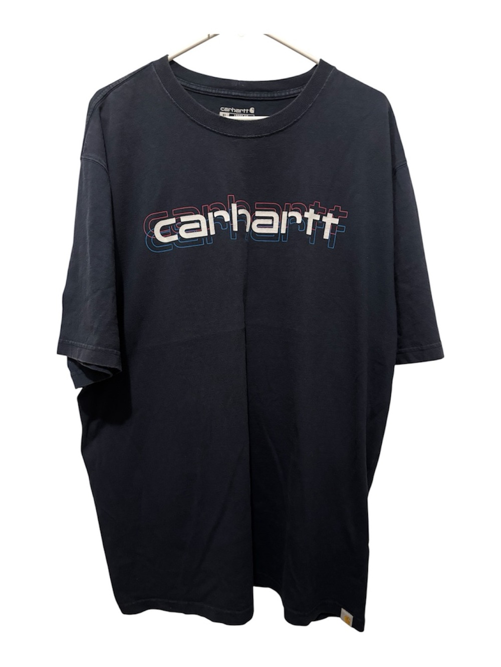 Carhartt Black Short-Sleeve Logo Tee with Red & Blue Outline